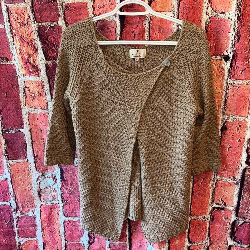 Berrittie Womens Cardigan Sweater Size M Asymmetrical 3/4 Sleeve Lagenlook